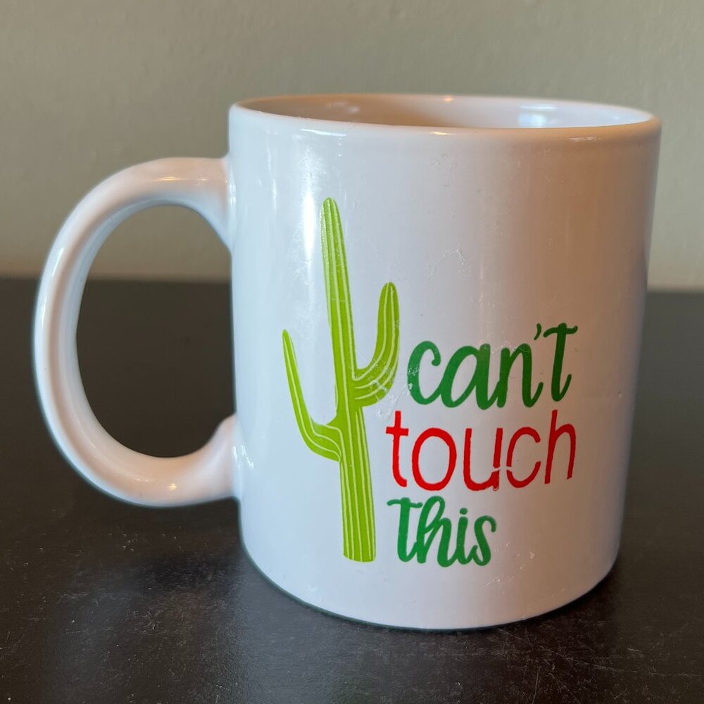 Royal Norfolk CAN’T TOUCH THIS Ceramic Coffee Mug Tea Cup Cacti Cactus Succulent